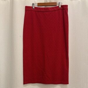 Maeve Anthropologie - Classic Red Textured Pencil Skirt - Size Large